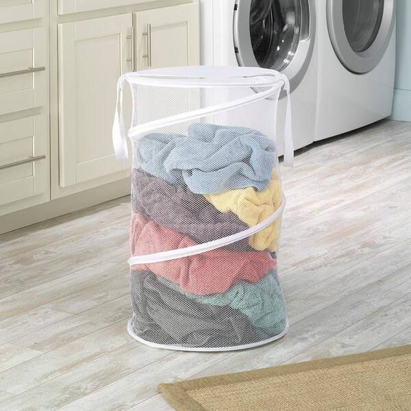 Whitmor Collapsible Laundry Hamper, White