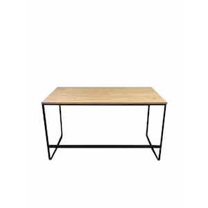 Evon 47 in. Rectangle Natural Brown and Black Wood Top Office Desk with Open Base,