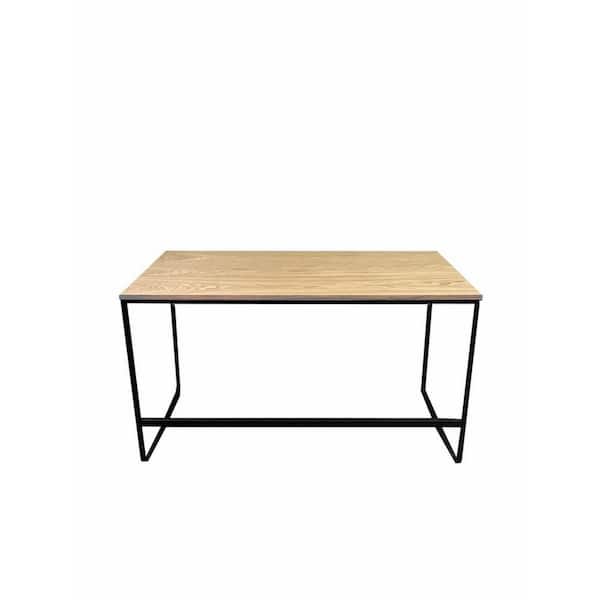 Benjara Evon 47 in. Rectangle Natural Brown and Black Wood Top Office Desk with Open Base,