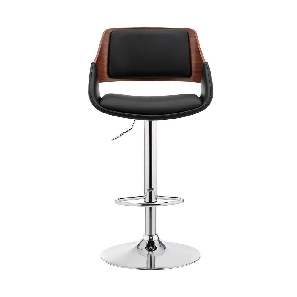 Colby Adjustable Black Faux Leather and Chrome Finish Swivel Bar Stool