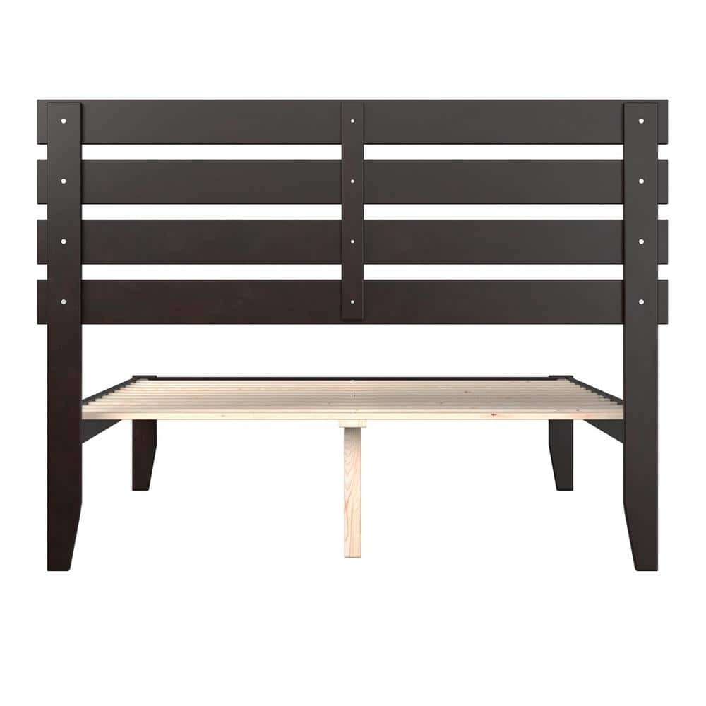Oxford Espresso Full-Size Wood Frame Bed with USB Charger