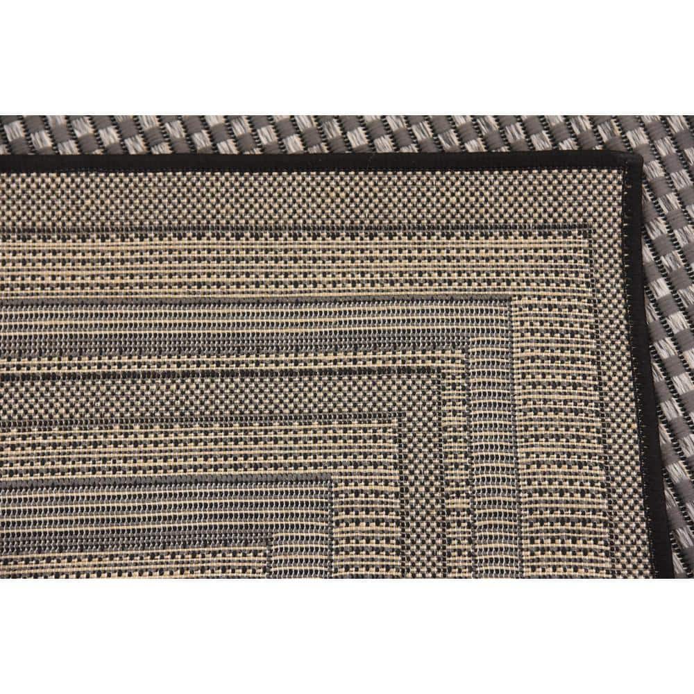 Reversible Multi-Grey Synthetic Outdoor Area Rug 5'3" x 8'