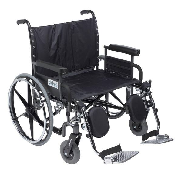 Drive Deluxe Sentra Heavy Duty Extra Wide Wheelchair with Detachable Full Arm, Elevating Leg Rests and 26 in. Seat