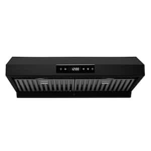 30 in. Ducted Under Cabinet Range Hood with 3-Way Venting Changeable LED Powerful Suction in Matte Black
