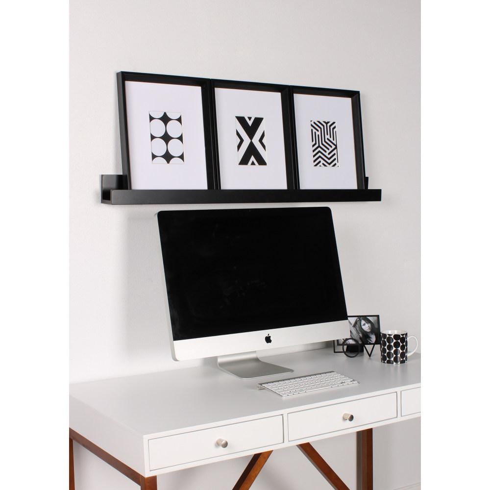 Black 42" Floating Wall Shelf for Living Room/Bedroom