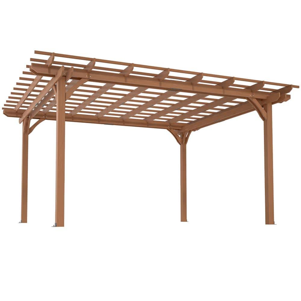 14' x 12' Natural Wood Outdoor Pergola with Flat Canopy