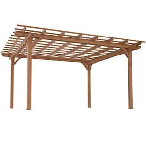 12 ft. x 14 ft. Brown Outdoor Pergola, Wood Gazebo Grape Trellis