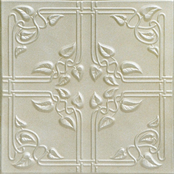 A La Maison Ceilings Ivy Leaves Onyx Gold 1.6 ft. x 1.6 ft. Decorative Foam Glue Up Ceiling Tile (384 sq. ft. /case)