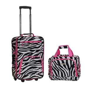 Fashion Expandable 2-Piece Carry On Softside Luggage Set, Pink Zebra