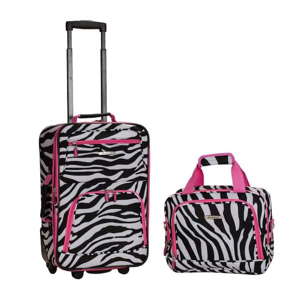 Rockland Fashion Expandable 2-Piece Carry On Softside Luggage Set, Pink Zebra