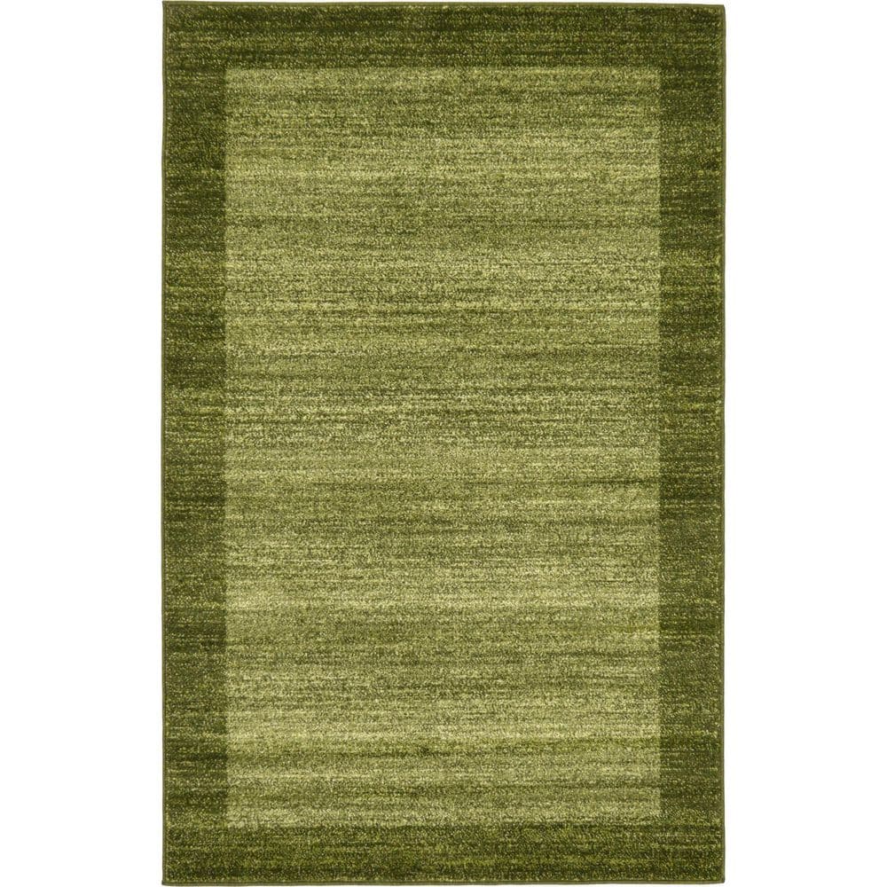 Easy-Care Tufted Synthetic Rug in Light Green, Stain-Resistant, 3'3" x 5'3"