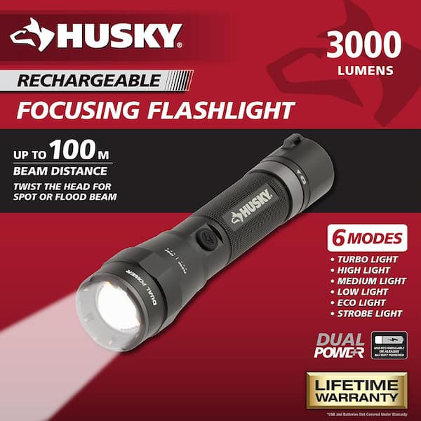 3000-Lumens Dual Power LED Rechargeable Tactical Focusing Handheld Flashlight