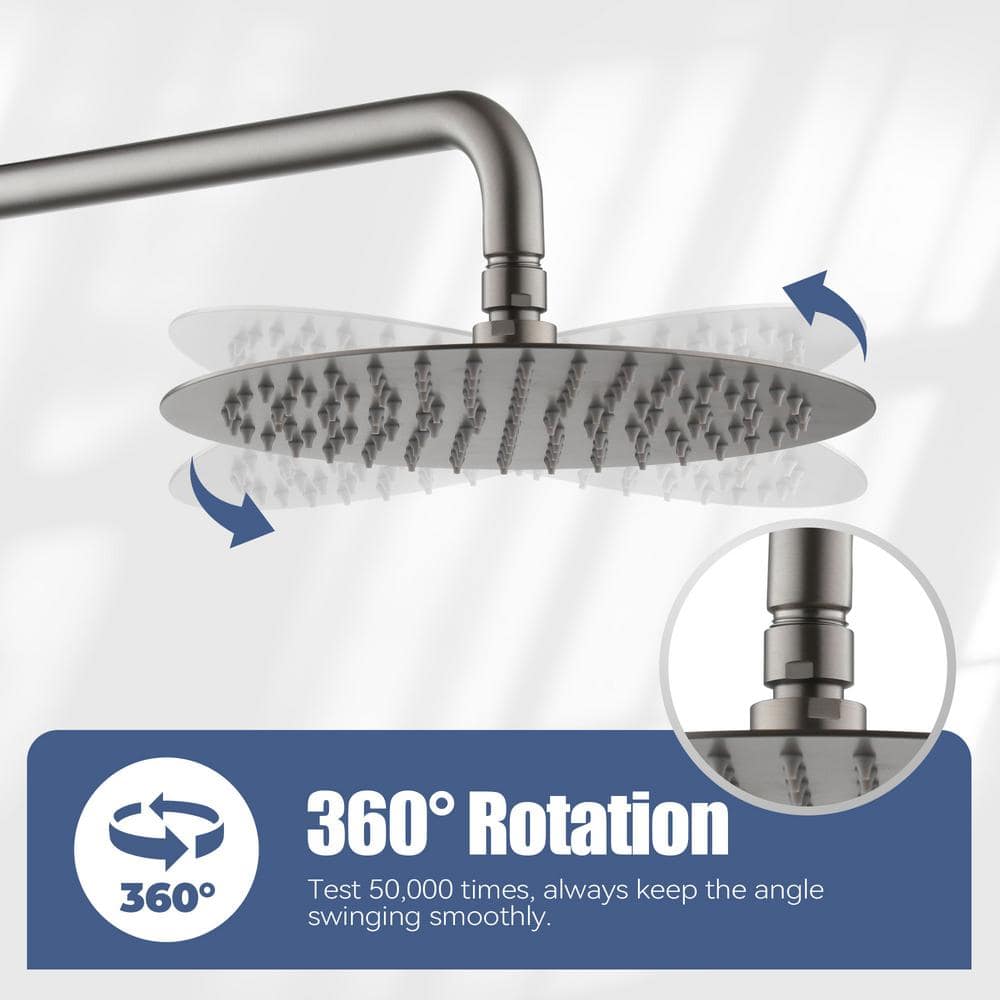 Brushed Nickel 10-Inch Rain Shower System with Handheld Spray