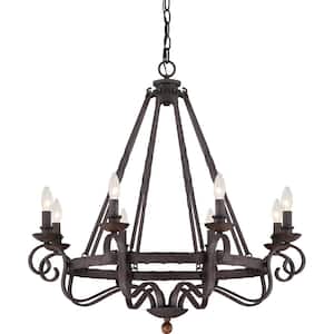 Noble 8-Light Rustic Black Candle-Style Chandelier