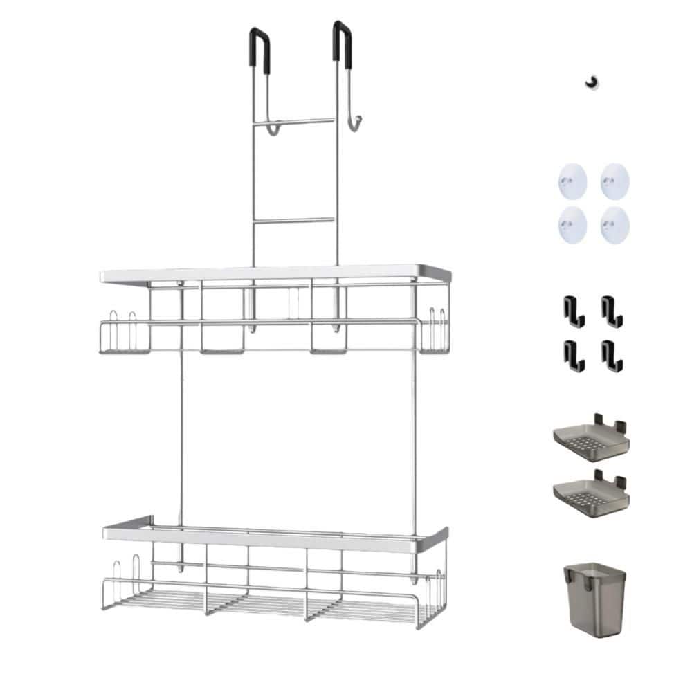 Over the Door Shower Caddy Hanging for Inside, Rustproof Hanging Shower Caddy for Shower Organizer, No Drilling, Silver price history on PriceWatchPro