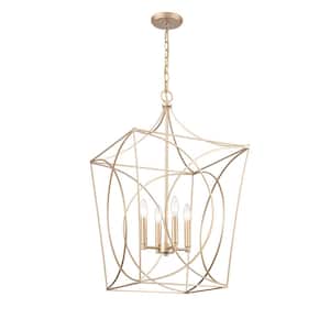 Tracy 18 in. 4-Light Painted Modern Gold Pendant Light
