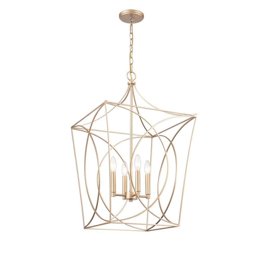 Modern Gold 4-Light Geometric Pendant Light