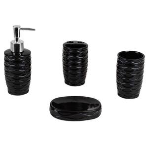 Curves 4-Piece Bath Accessory Set in Black