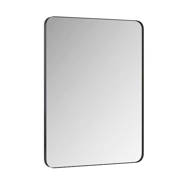 XUJMK 24 in. W x 36 in. H Rectangular Framed Wall Bathroom Vanity Mirror in Black, Makeup Mirror for Living Room, Bedroom