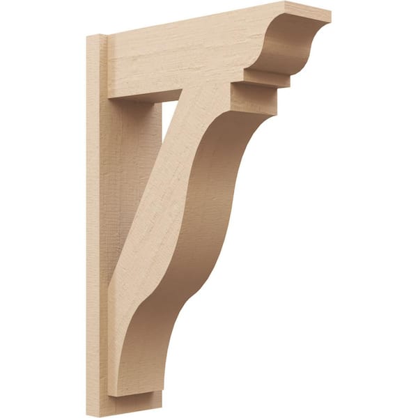 Ekena Millwork 8 in. x 36 in. x 24 in. Funston Traditional Rough Cedar Woodgrain Timberthane Polyurethane Outlooker, Primed Tan
