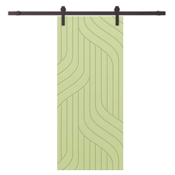 CALHOME 24 in. x 80 in. Sage Green Stained Composite MDF Paneled Interior Sliding Barn Door with Hardware Kit