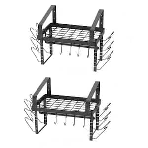 Wall-Mounted Black Kitchen Shelf Set with Hooks, Pot Lid Holders, Hanging Pot Rack for Storing Pots, Pans, Utensils
