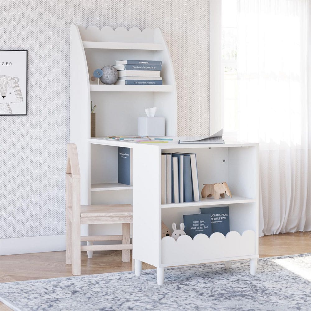 DHP Cloud Kids' Desk 47.59 in. with Shelves, White 6467013COM