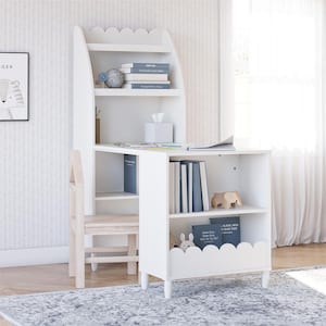 Cloud Kids' Desk 47.59 in. with Shelves, White