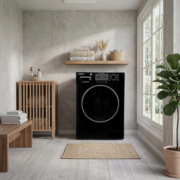 1.57 cu. ft. /13 lbs. Compact Front Load Washer Power Wash 15 Programs 1200 RPM 110V in Black