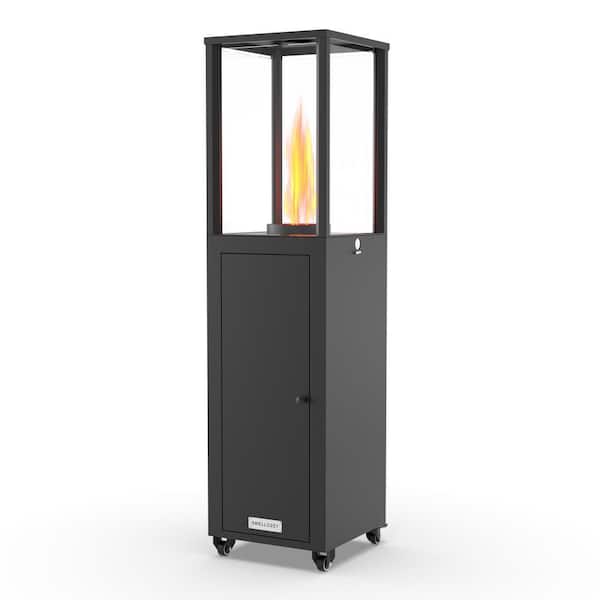 Unbranded 58,500 BTU Steel Wood Pellet Freestanding Patio Heater with Wheels-Black