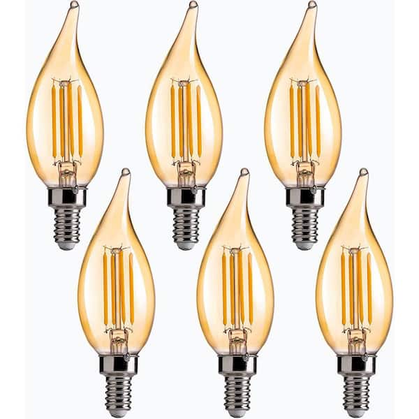 FLSNT 40-Watt Dimmable CA11 E12 LED Candelabra Bulbs, Dimmable LED Chandelier Light Bulbs, 2200K Warm White(6-Pack)