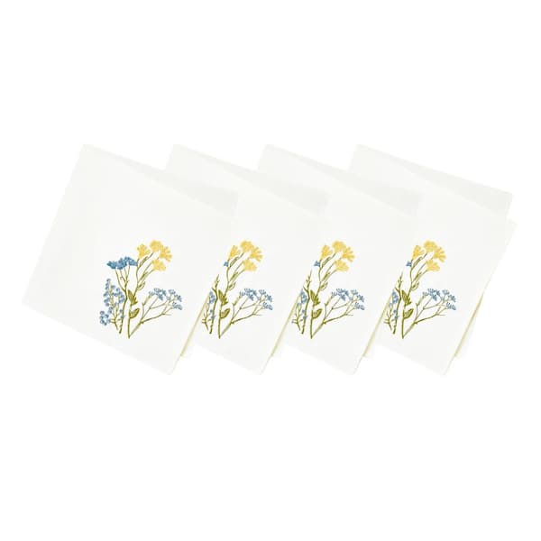 Lenox Wildflowers Border Napkins, Set of 4, Blue - 19"W x 19"L