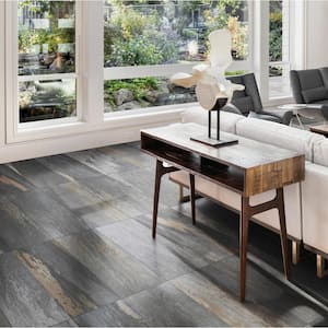 Longitude Slate Grey Matte 12 in. x 24 in. Porcelain Floor and Wall Tile Sample (1.94 sq. ft./Piece)