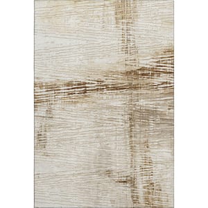 Mayfield Premium Machine Washable Abstract AMF1981 Ivory 5 ft. x 7 ft. 6 in. Area Rug