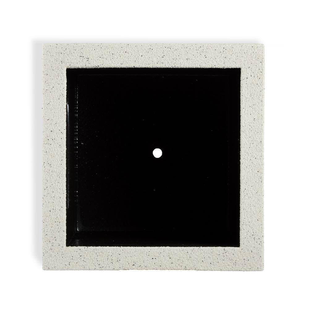 Extra Large White Granite Square Outdoor Planter with Drainage Holes