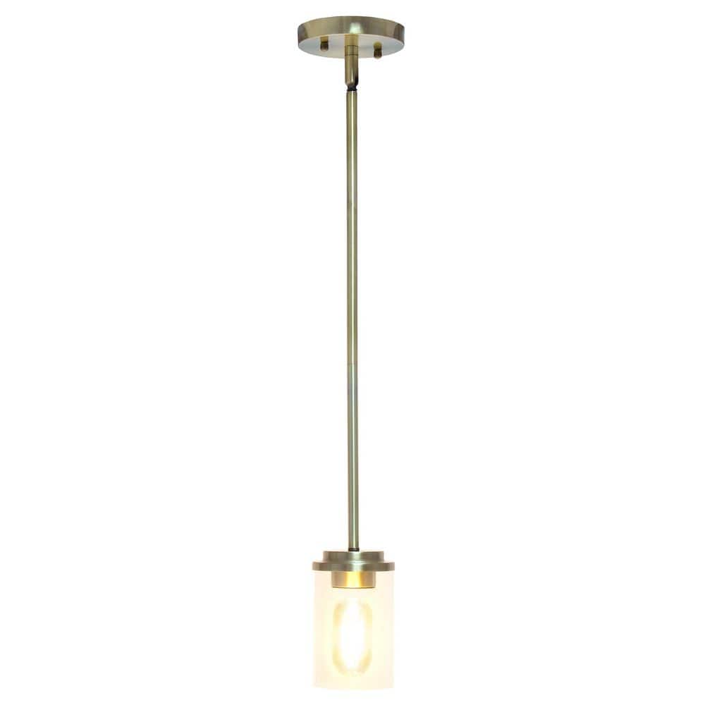 Elegant Farmhouse 53" Antique Brass & Clear Glass Pendant Light