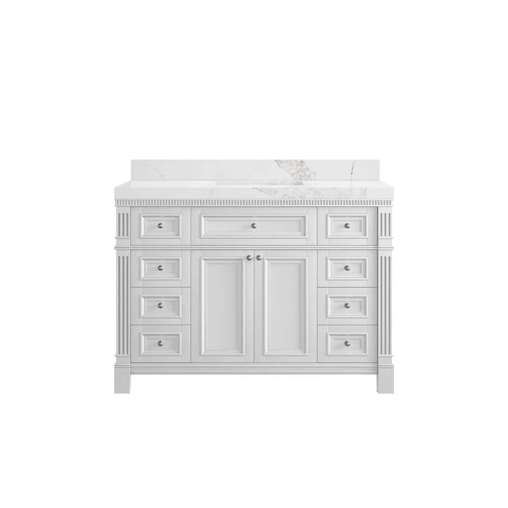 Paris 48 in. W x 22 in. D x 36 in. H Single Sink Bath Vanity in White with 2 in. Calacatta Nuvo qt. Top price history on PriceWatchPro