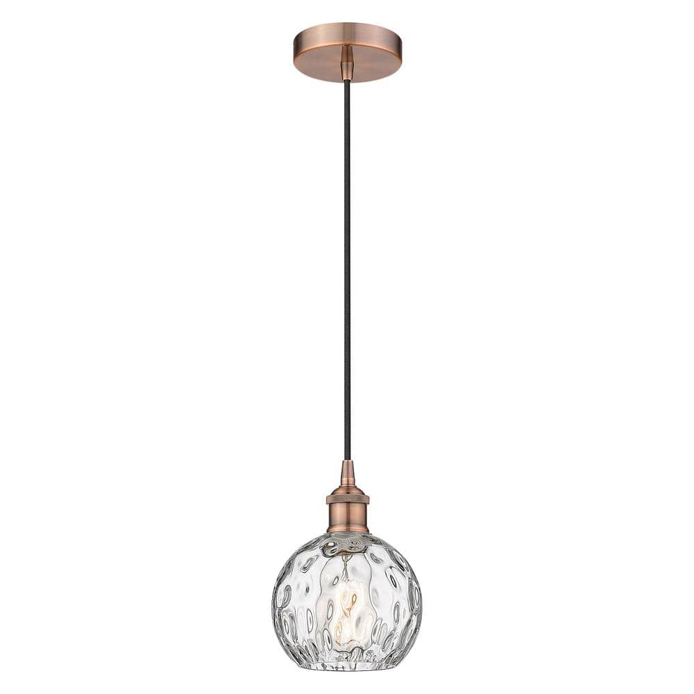 Athens Water Glass 60-Watt 1-Light Antique Copper Standard Mini Pendant Light with Clear Glass Shade, No Bulbs Included price history on PriceWatchPro