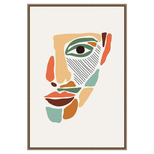 Amanti Art "Color Abstract Faces #2" by Jay Stanley 1-Piece Floater Frame Giclee Abstract Canvas Art Print 33 in. x 23 in.