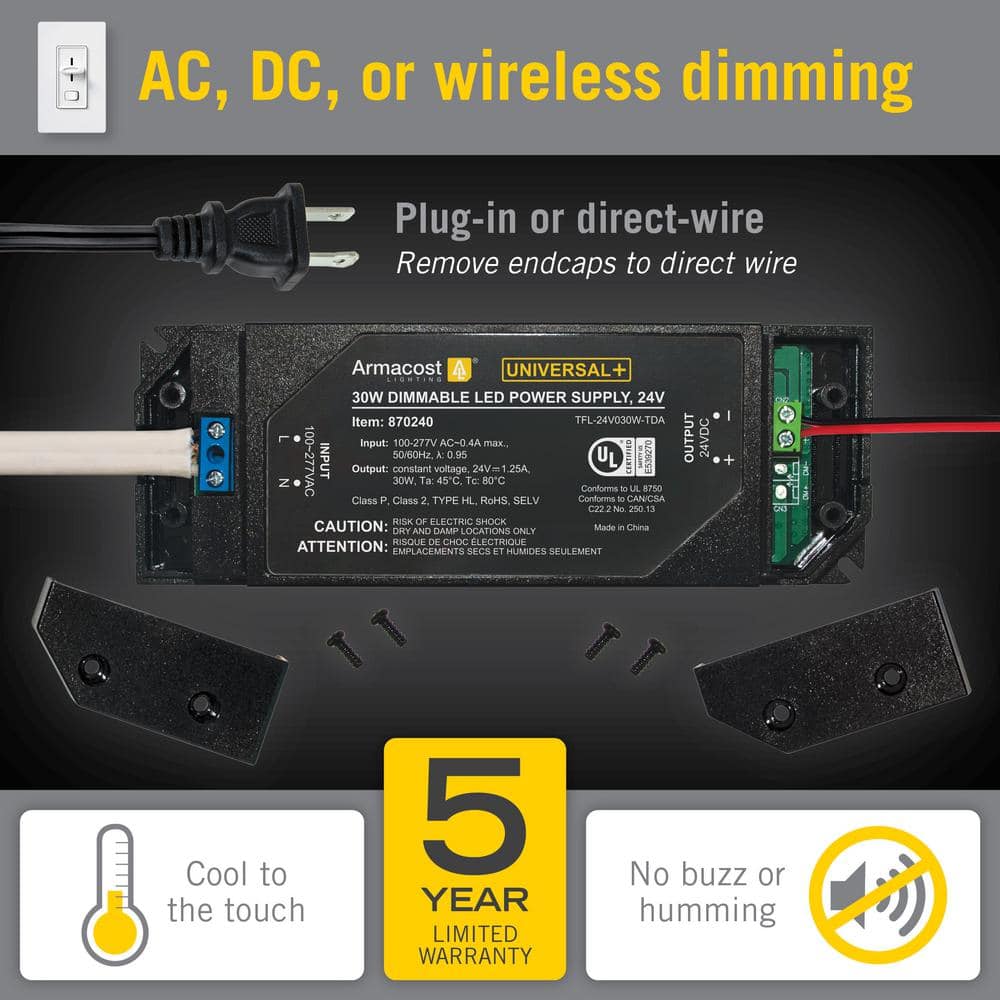Compact Black 30-Watt Dimmable LED Driver