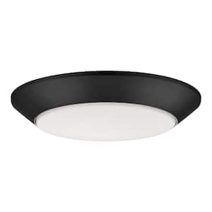 9.5 in. Twist Lift Round LED Flush Mount with Night Light and Extra Black Trim 1300 Lumens Adjustable CCT