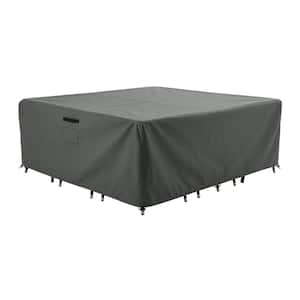 Square Outdoor Table Cover - 106 x 106 x 28 in. Gray Waterproof 600D Polyester General Purpose Outdoor Furniture Cover