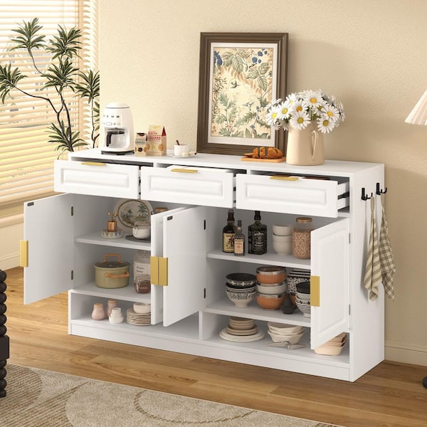 Harper & Bright Designs Farmhouse White MDF Storage Buffet
