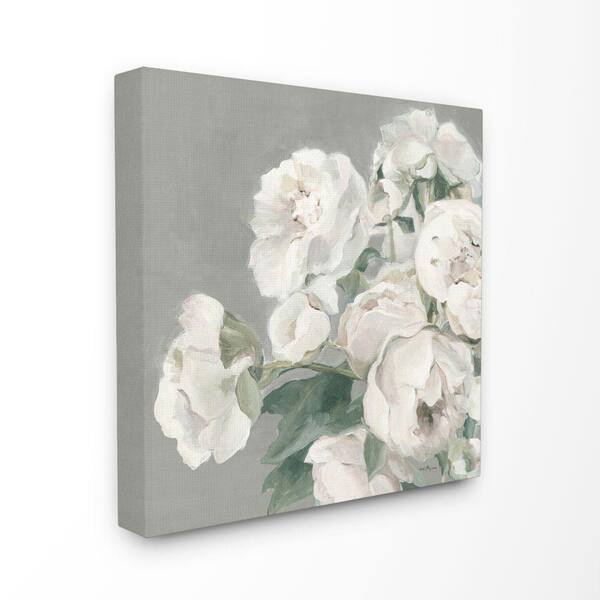 Stupell Industries 17 in. x 17 in. "Large Flowers Neutral Grey Painting" by Marilyn Hageman Canvas Wall Art