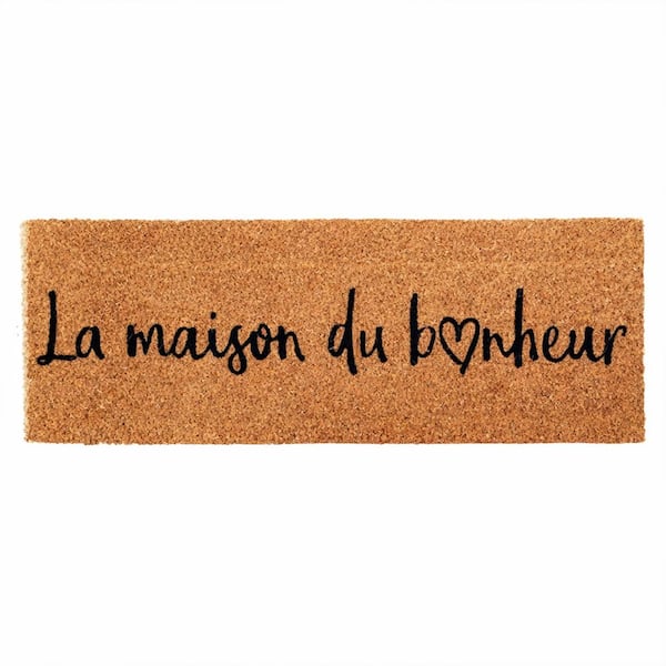 La Maison du Bonheur 30 in. x 10 in. Natural Sheltered Long Front Door Mat Coir Coco Fibers