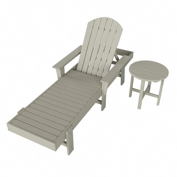 WESTIN OUTDOOR Altura 2-Piece Sand Classic Outdoor Patio Adjustable Back Adirondack Chaise Lounge Arm Chair and Round Side Table Set