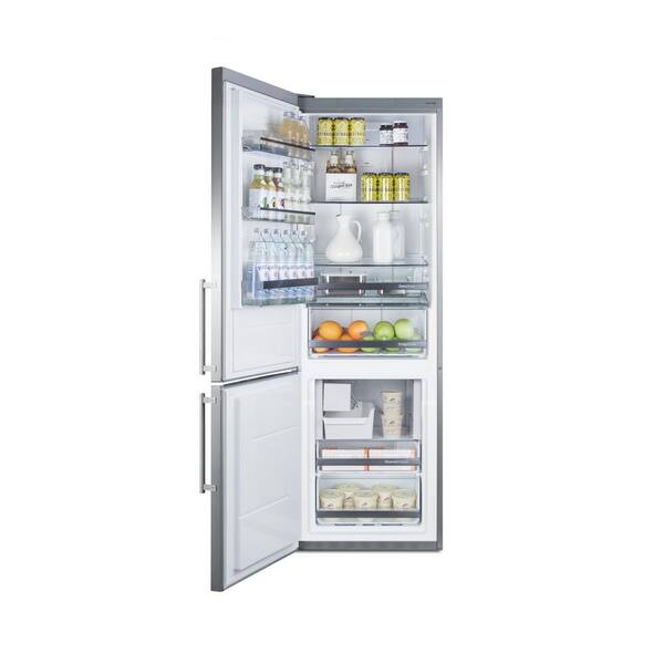 Summit Appliance 24 In W 11 6 Cu Ft Bottom Freezer Refrigerator In Stainless Steel Counter Depth Ffbf249ssimlhd The Home Depot
