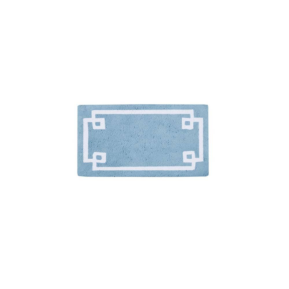Blue and White Cotton Tufted Bath Mat 24''x40''