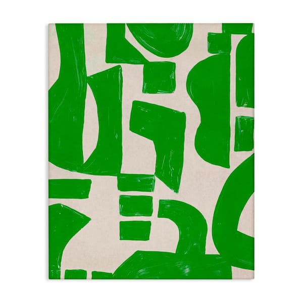 Stupell Industries Green Asymmetrical Shapes by June Erica Vess Unframed Abstract Graphic Art Print 30 in. x 24 in.