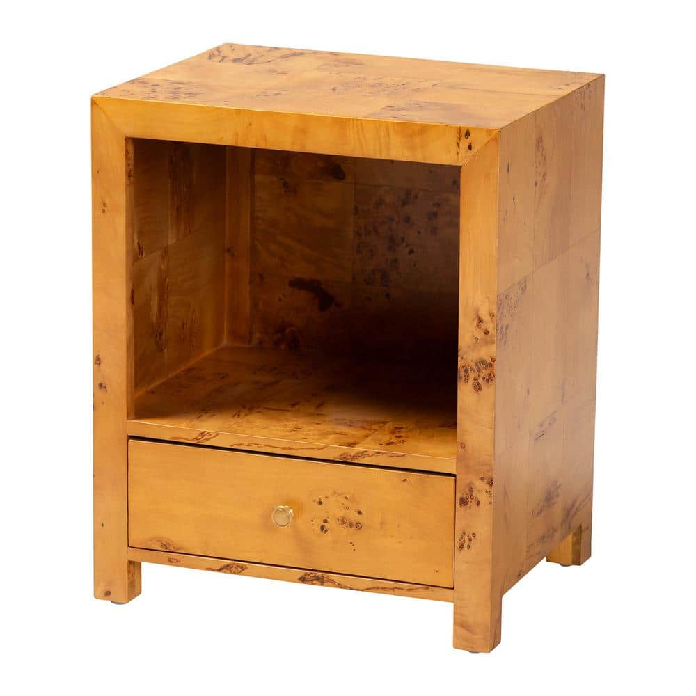 bali & pari Camira Light Mappa Burl Wood 1-Drawer Nightstand 249-13922 ...